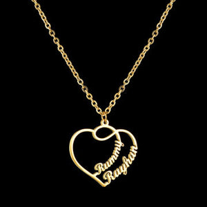 Personalize necklace custom 2 names (upto 8 letters  each ) heart necklace