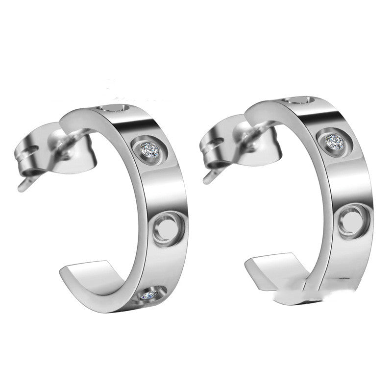 Titanium Steel C-Shaped Stud Earrings