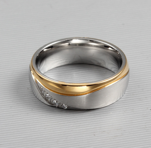 Elegant Gold Stainless Steel Engagement Rings Set