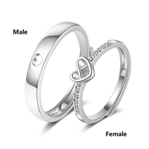 S925 Valentine's Day Heart To Heart Rings For Couple