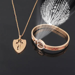 Titanium Love Lock & Key Bracelet Set