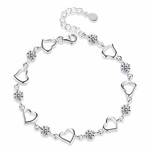 Heart To Heart White Diamond Net Bracelet