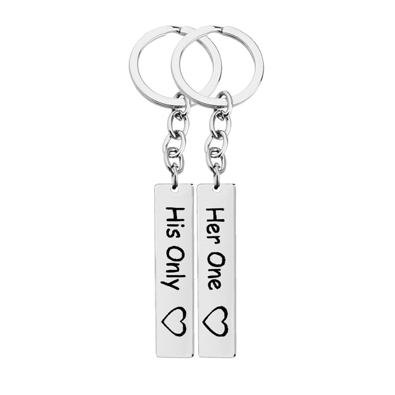 His Queen Her King Stainless Steel Couple Keychains