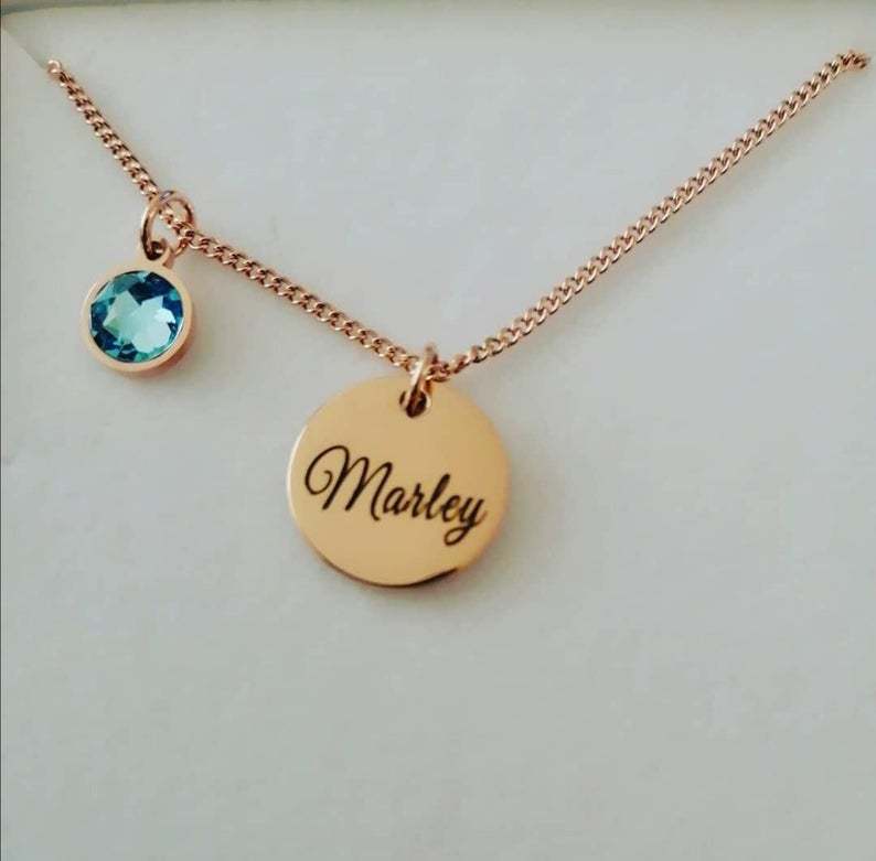 Personalized Lady Birthstone Name Necklace ( Name upto 8 Letter)